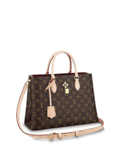 Louis Vuitton Flower Tote Bag 34Cm Brown With Line Beige M43551