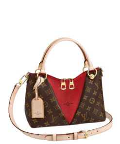 Louis Vuitton V Tote Mm Brown And Red 36Cm M43966