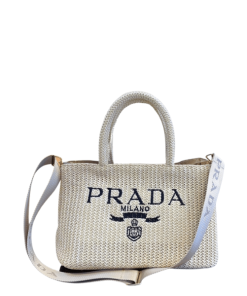 Prada Raffia Tote Bag In Beige 29Cm
