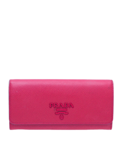 Prada Saffiano Monochrome Flap Long Wallet Full Dark Pink 19Cm 1Mh132 Zlp F061H