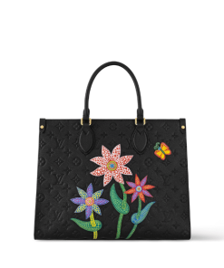 Louis Vuitton X Yk On The Go Mm With Flower Marquetry In Black 35Cm M46416