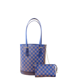 Louis Vuitton Damier Marais Bucket Tote Bag Navy Blue And Brown 26Cm N42240