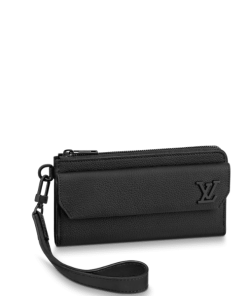 Louis Vuitton Aerogram Zippy Long Wallet Grain Leather Black 20Cm M69831