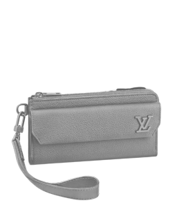 Louis Vuitton Aerogram Zippy Long Wallet Grain Leather Grey 20Cm M69831
