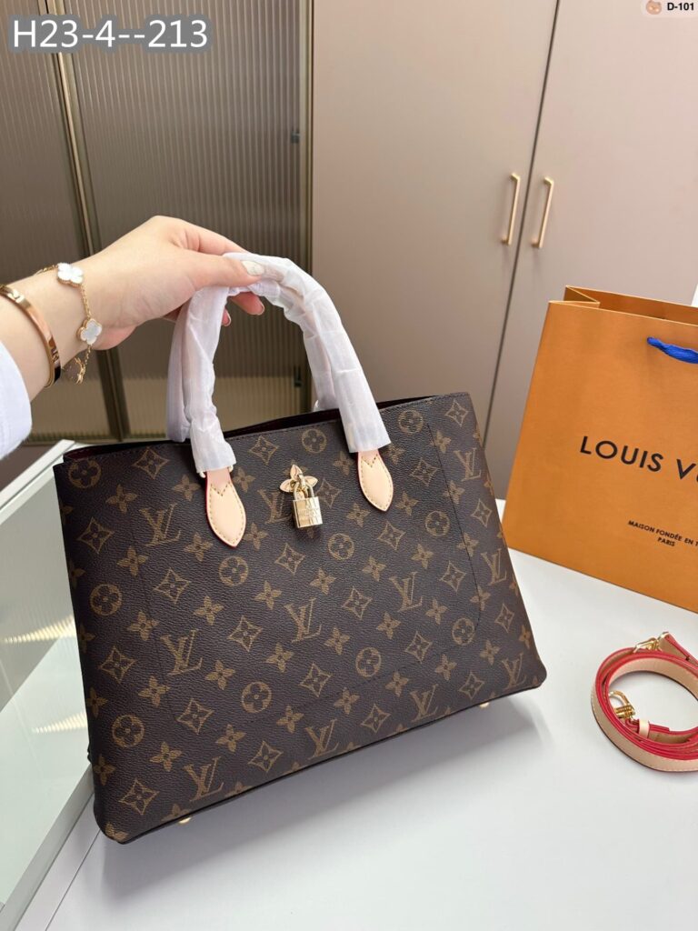 Louis Vuitton Flower Tote Bag 34Cm Brown With Line Beige M43551 - Image 2