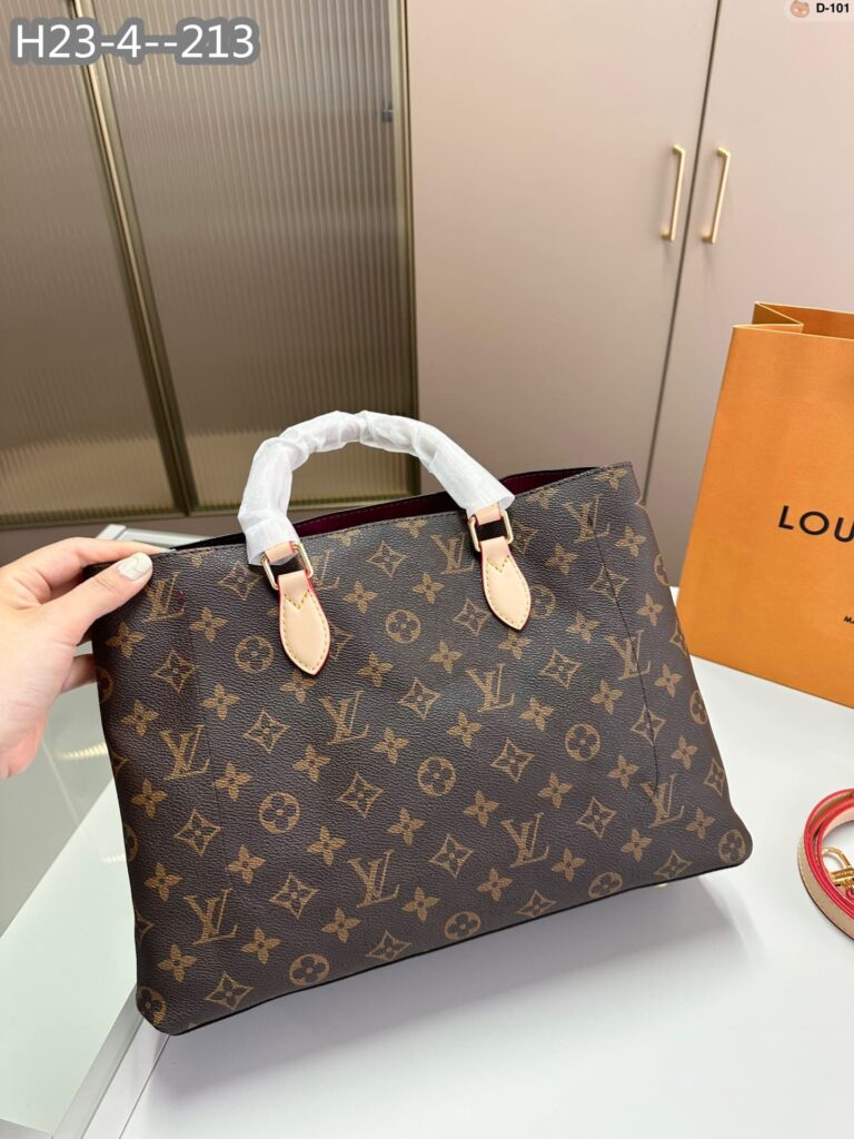 Louis Vuitton Flower Tote Bag 34Cm Brown With Line Beige M43551 - Image 3