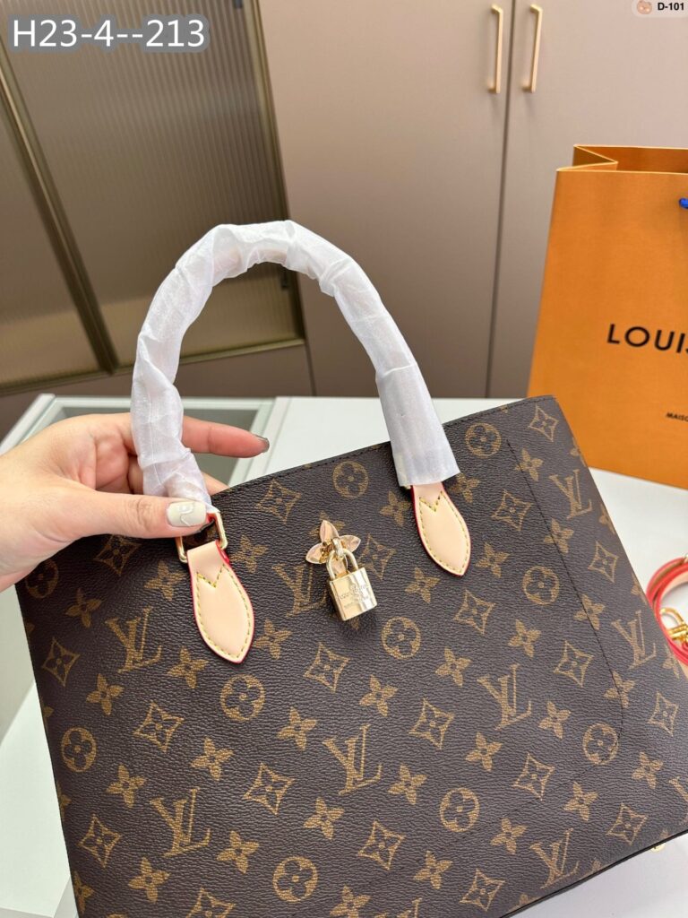 Louis Vuitton Flower Tote Bag 34Cm Brown With Line Beige M43551 - Image 9