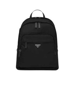 Prada Re Nylon And Saffiano Leather Backpack Black 38Cm 2Vz048 2Dmg F0002