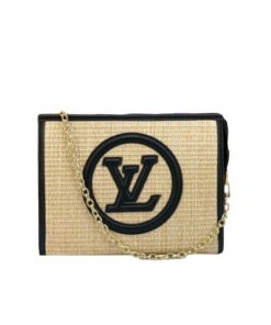 Louis Vuitton Natural Raffia Toiletry Pouch On Chain Black 17Cm M81366