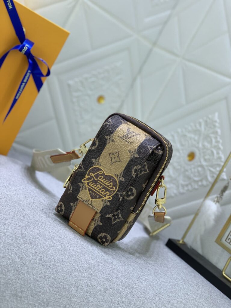 Louis Vuitton Flap Double Phone Pouch Monogram Stripes Brown Canvas 18Cm M81005 - Image 9