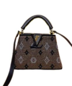 Louis Vuitton Capucines Mini Bag Glass Beads And Polyester Satin Gold 20Cm M21494