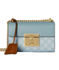 Gucci Padlock Small Shoulder Bag Gg Supreme Dusty Blue 20Cm 409487 Fad3R 8744