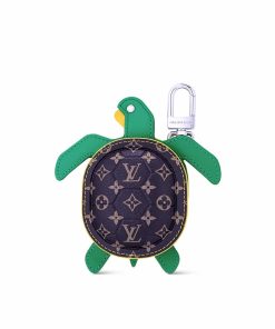 Louis Vuitton Lv Turtle Pouch Bag Charm Monogram Brown Green 12Cm