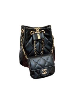 Chanel Mini Bucket Backpack Gold Tone Hardware Black 19Cm