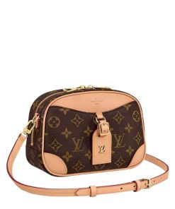 Louis Vuitton Deauville Monogram Bag Brown 19Cm M45528