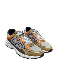 Dior B30 Sneaker Technical Fabric Cream Mesh With Orange