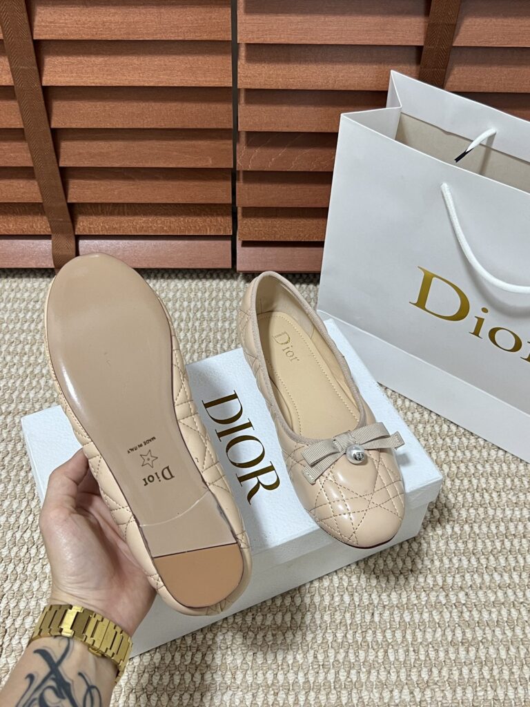 Dior Ballet Flat Nude Quilted Cannage Calfskin Kdb877Cqc S21U - Image 2