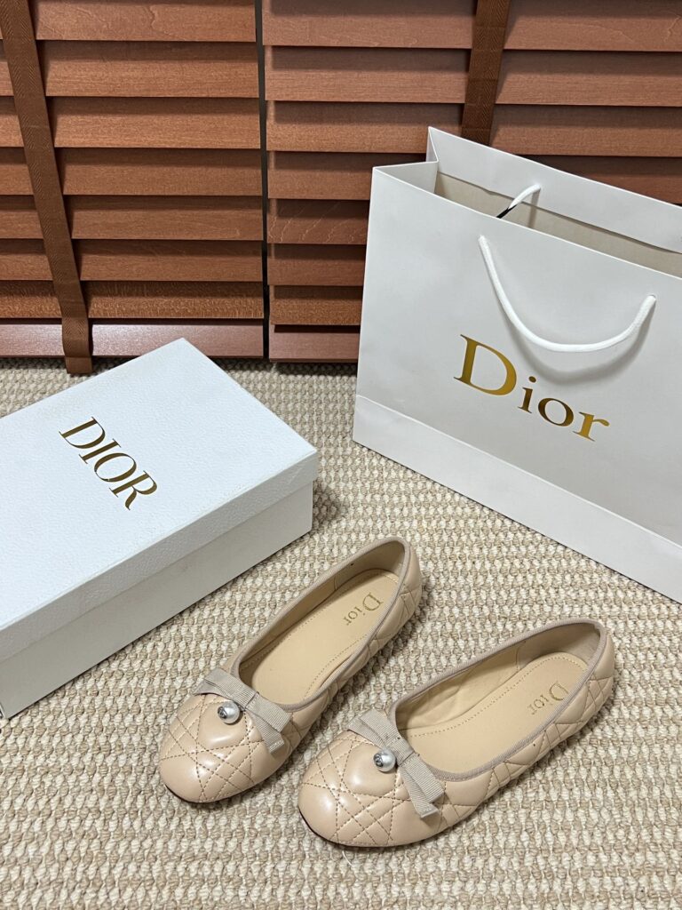 Dior Ballet Flat Nude Quilted Cannage Calfskin Kdb877Cqc S21U - Image 3