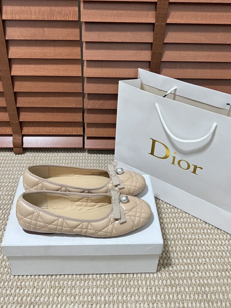 Dior Ballet Flat Nude Quilted Cannage Calfskin Kdb877Cqc S21U - Image 5