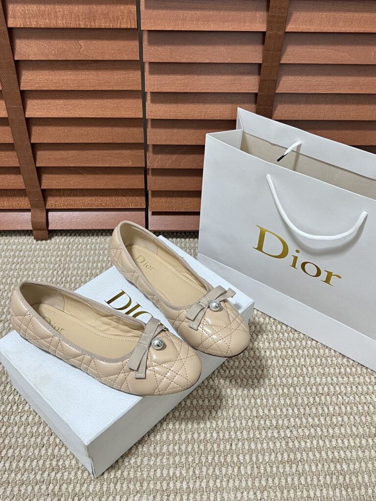 Dior Ballet Flat Nude Quilted Cannage Calfskin Kdb877Cqc S21U - Image 7