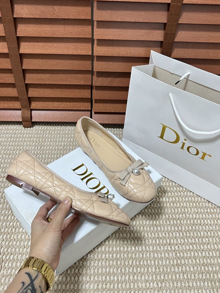 Dior Ballet Flat Nude Quilted Cannage Calfskin Kdb877Cqc S21U - Image 9