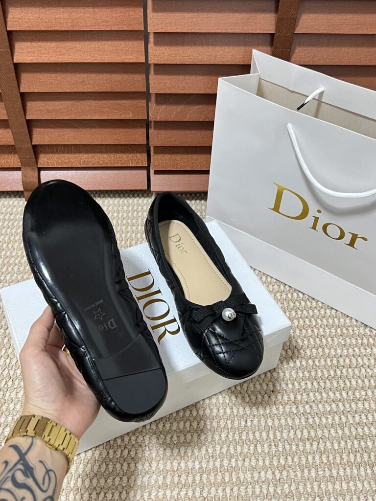 Dior Ballet Flat Black Quilted Cannage Calfskin Kdb877Cqc S900 - Image 2