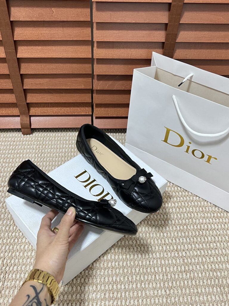 Dior Ballet Flat Black Quilted Cannage Calfskin Kdb877Cqc S900 - Image 9