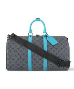 Louis Vuitton Keepall Bandoulière 45 Monogram Eclipse Reverse Coated Canvas Turquoise 45Cm M11481