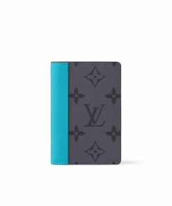 Louis Vuitton Pocket Organizer Monogram Eclipse Reverse Turquoise 15Cm M11469