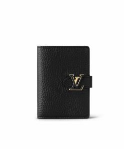 Louis Vuitton Lv Vertical Compact Wallet Taurillon Leather Black 12Cm M81561