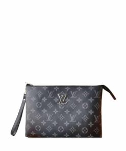 Louis Vuitton Pochette Monogram Canvas Black 28Cm