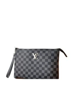 Louis Vuitton Pochette Damier Canvas Black 28Cm