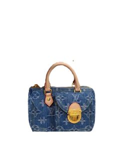 Louis Vuitton Nano Speedy Bag Monogram Denim Blue 16Cm
