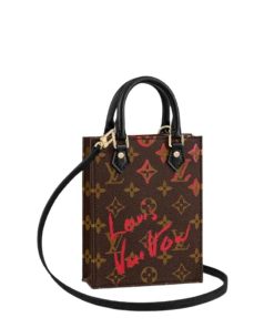 Louis Vuitton Petit Sac Plat Monogram Brown And Red 17Cm