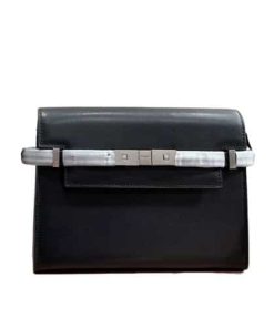 Saint Laurent Manhattan Shoulder Bag In Box Saint Laurent Leather Black Silver 25Cm