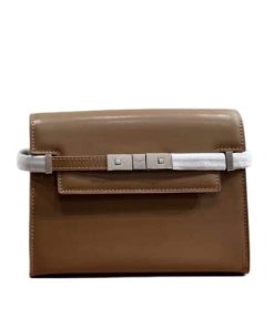 Saint Laurent Manhattan Shoulder Bag In Box Saint Laurent Leather Brown Silver 25Cm