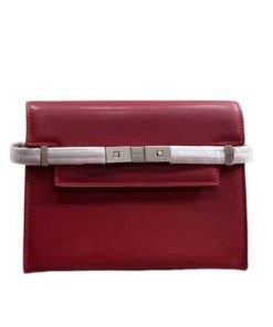 Saint Laurent Manhattan Shoulder Bag In Box Saint Laurent Leather Red Silver 25Cm