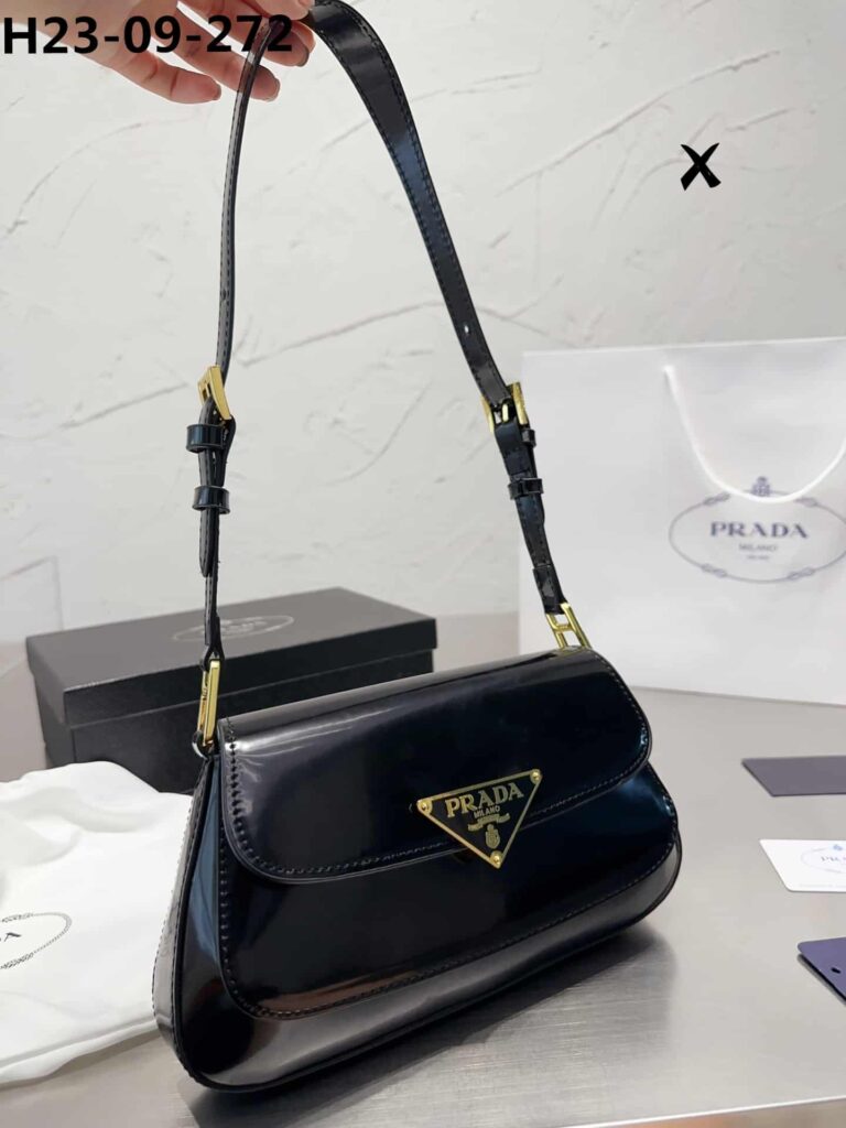 Prada Brushed Leather Bag Black 27Cm 1Bd344Vhtozo6F0632 - Image 2