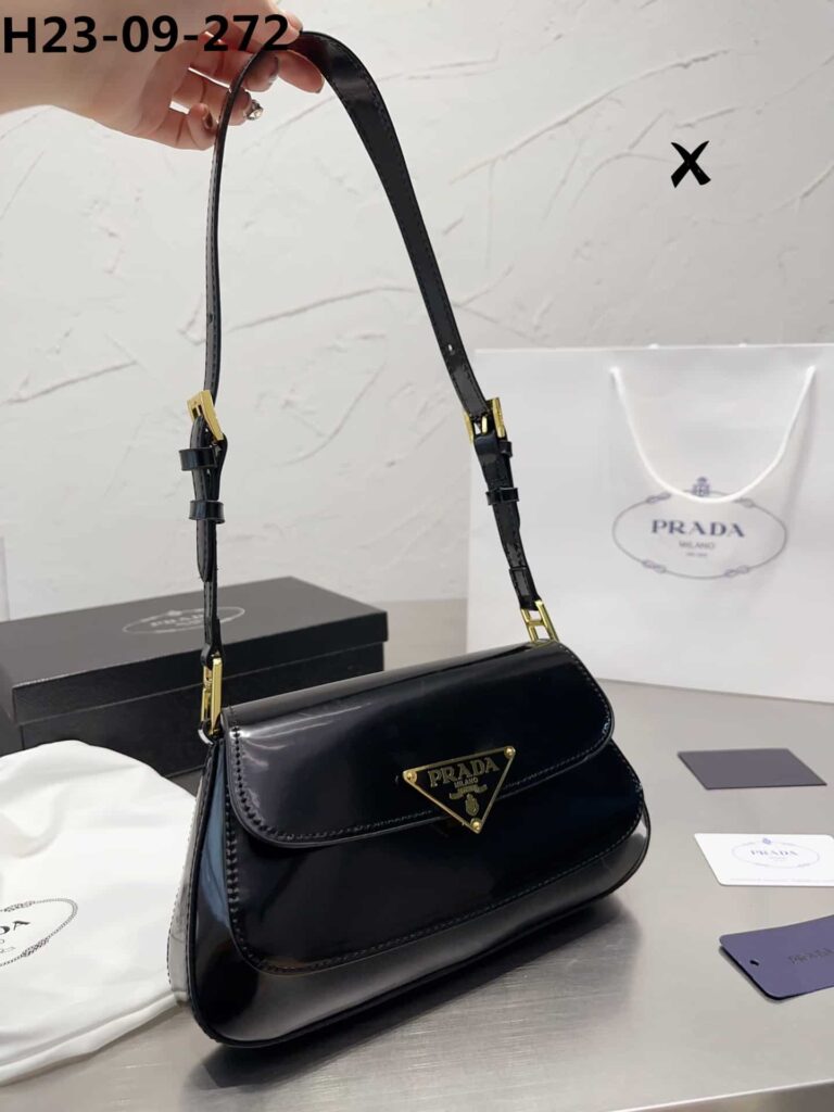 Prada Brushed Leather Bag Black 27Cm 1Bd344Vhtozo6F0632 - Image 3