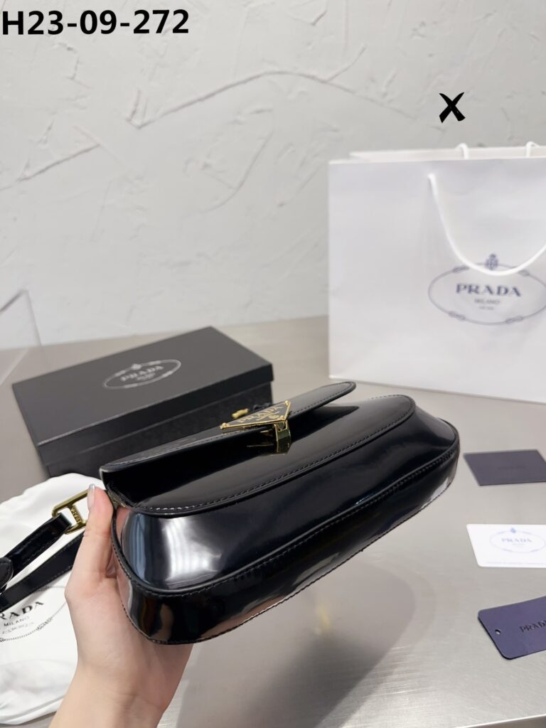 Prada Brushed Leather Bag Black 27Cm 1Bd344Vhtozo6F0632 - Image 6