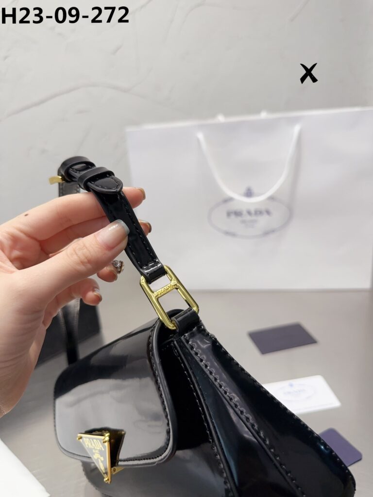 Prada Brushed Leather Bag Black 27Cm 1Bd344Vhtozo6F0632 - Image 7