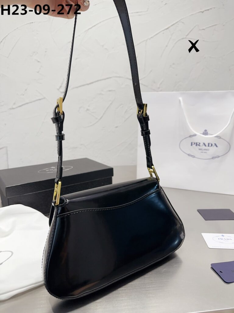 Prada Brushed Leather Bag Black 27Cm 1Bd344Vhtozo6F0632 - Image 8