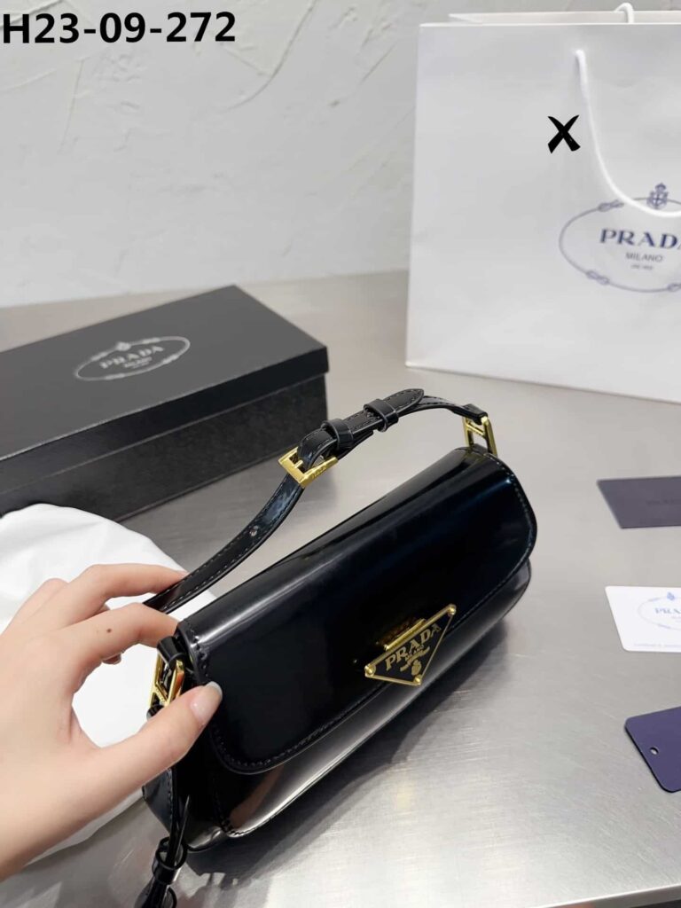 Prada Brushed Leather Bag Black 27Cm 1Bd344Vhtozo6F0632 - Image 9