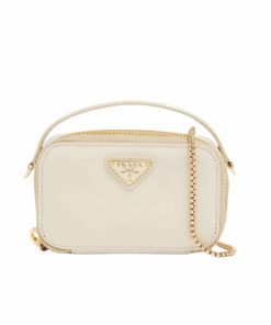 Prada Patent Leather Mini Pouch White 18Cm 1Nr025 069 F0304