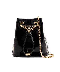 Prada Patent Leather Mini Pouch Black 14Cm