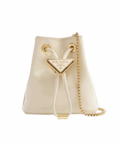 Prada Patent Leather Mini Pouch White 14Cm