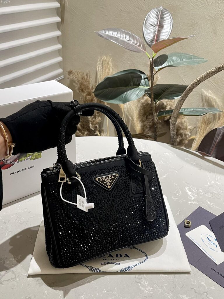 Prada Galleria Satin Mini Bag With Crystals Black 23Cm 1Ba906 2Awl F0002 V Eoy - Image 2