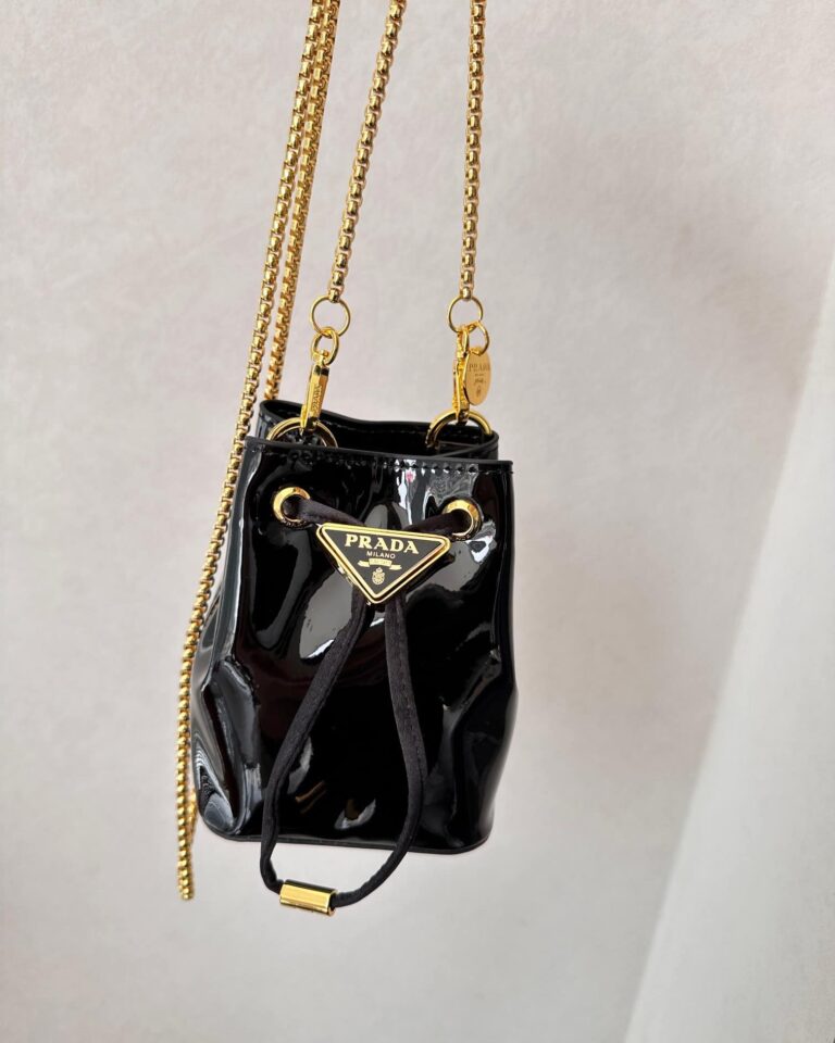 Prada Patent Leather Mini Pouch Black 14Cm - Image 2