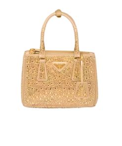 Prada Galleria Satin Mini Bag With Crystals Yellow 23Cm 1Ba906 2Awl F0522 V Eoy