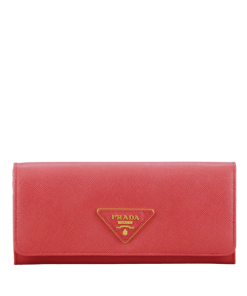 Prada Saffiano Lux Leather Flap Continental Red Wallet 19Cm